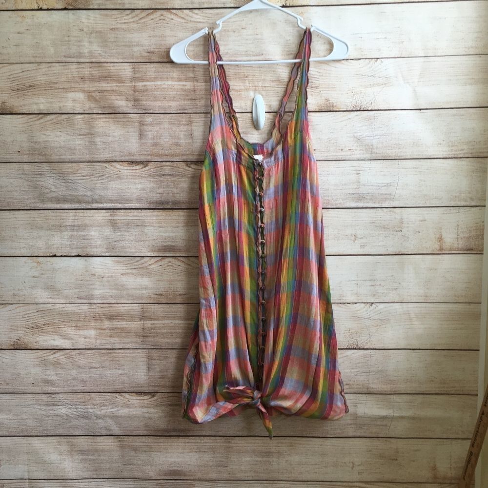 FREE PEOPLE NEW ROMANTICS BOHO PLAID DRESS